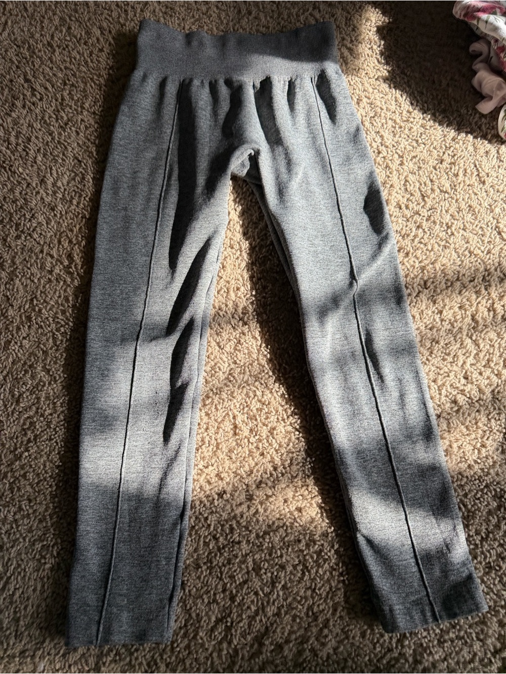 Girls poof New York Gray Knit Leggings with Front Seam